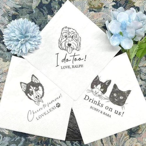 Customized Pet Wedding Cocktail Napkins