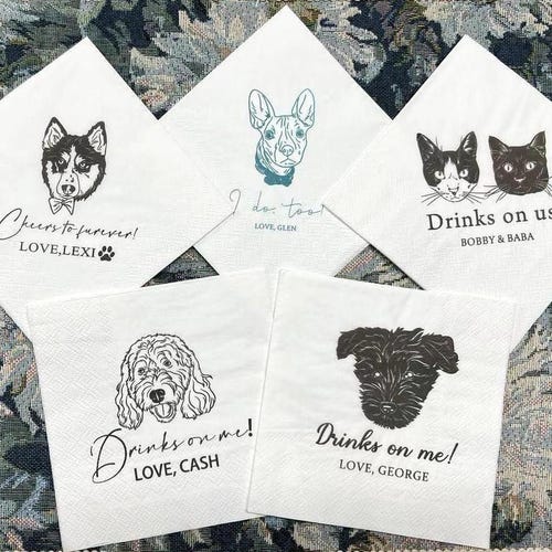 Customized Pet Wedding Cocktail Napkins