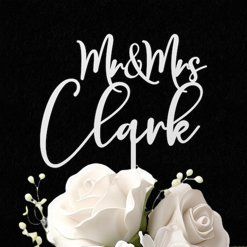 Personalized Rustic Wedding Cake Topper – Custom Mr. & Mrs. Design
