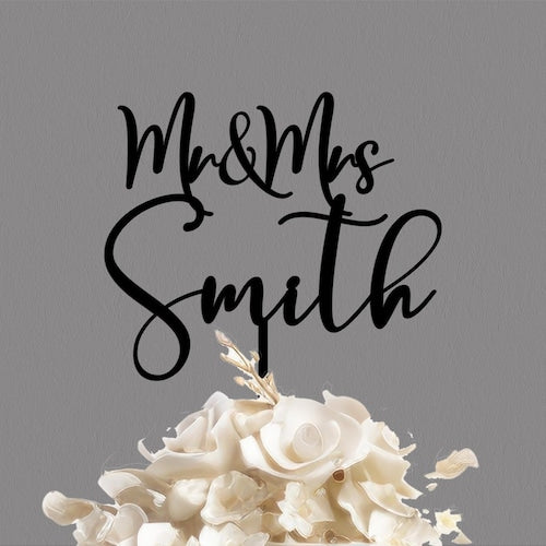 Personalized Rustic Wedding Cake Topper – Custom Mr. & Mrs. Design