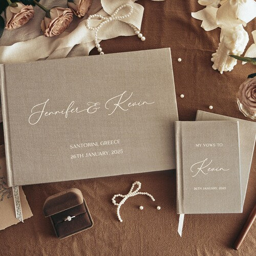 Custom Wedding Guest Book – Linen Polaroid Photo Album