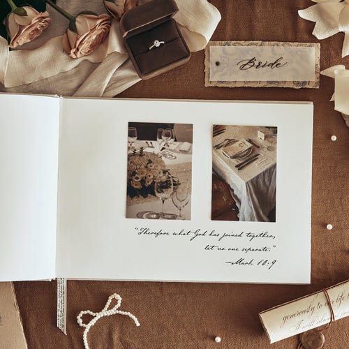 Custom Wedding Guest Book – Linen Polaroid Photo Album