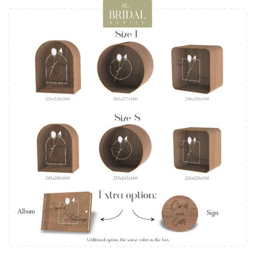 Personalized Wooden Wedding Card Box with Acrylic Glass Print