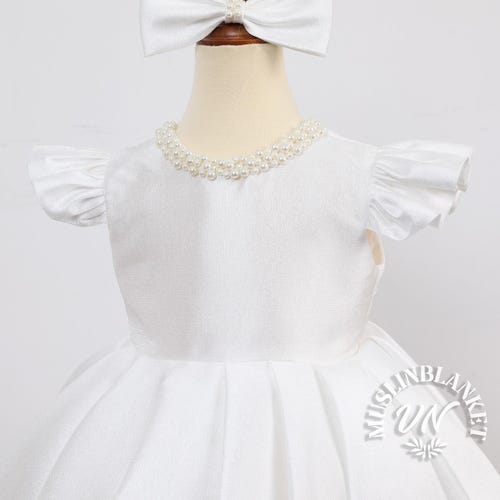 Ivory Pearls Neckline Baby Girl Dress