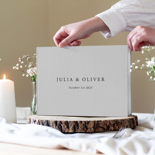 Personalized Linen Wedding Guest Book