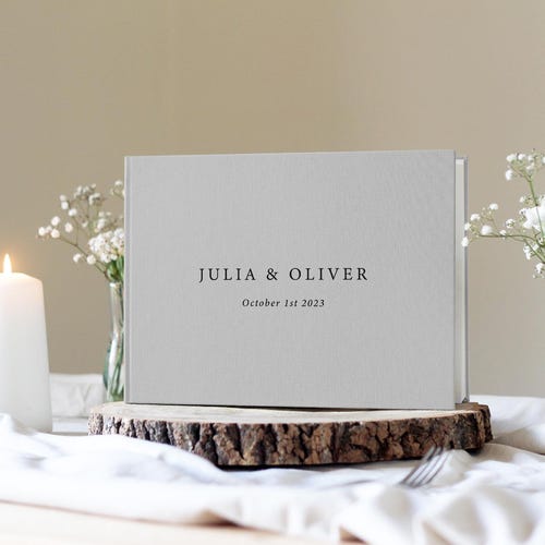 Personalized Linen Wedding Guest Book