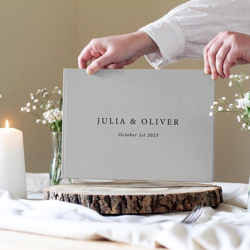 Personalized Linen Wedding Guest Book