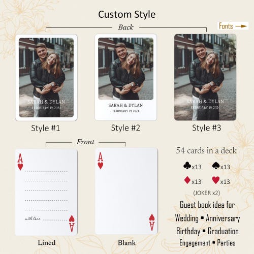 Personalized Wedding Guest Book Playing Cards