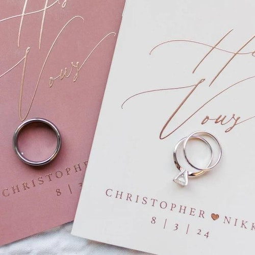 Boho Wedding Vow Books – Personalized with Real Gold Foil, Set of 2