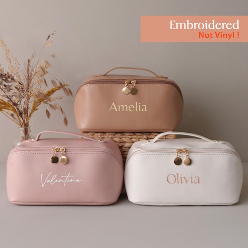 Personalized Leather Makeup Bag