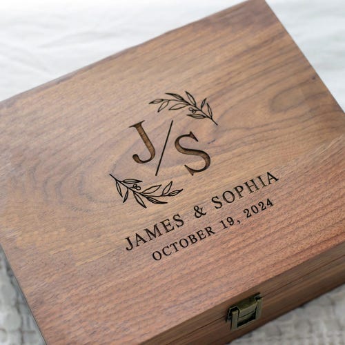 Personalized Walnut Wedding Keepsake Box