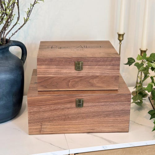Personalized Walnut Wedding Keepsake Box