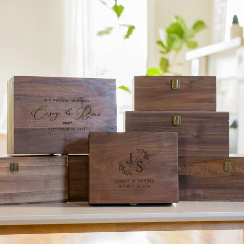 Personalized Walnut Wedding Keepsake Box