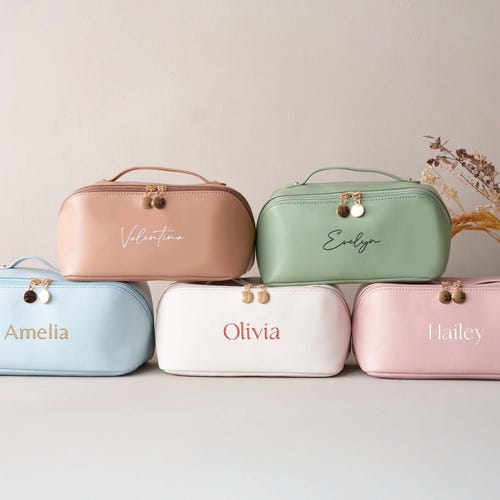 Personalized Leather Makeup Bag
