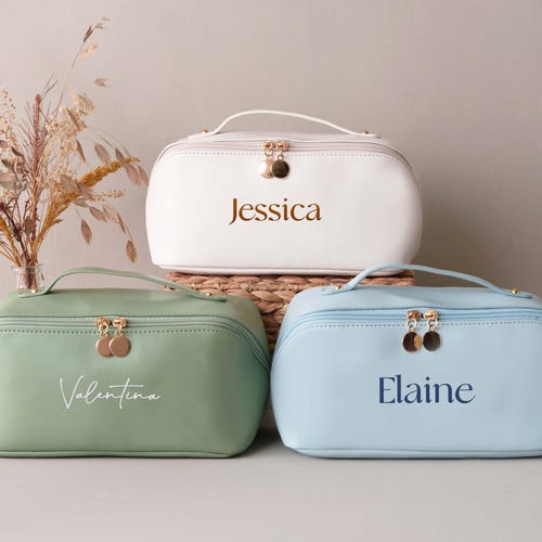 Personalized Leather Makeup Bag