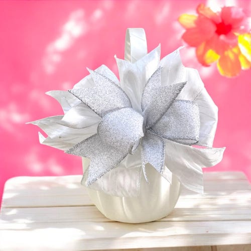 Elegant Satin Flower Girl Basket with Customizable Bows