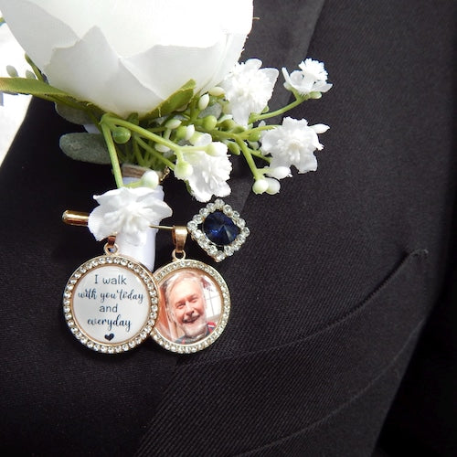 Custom "Something Blue" Photo Memory Charm for Bridal Bouquet