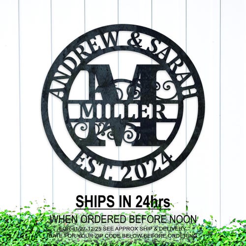 Personalized Metal Monogram Family Name Sign
