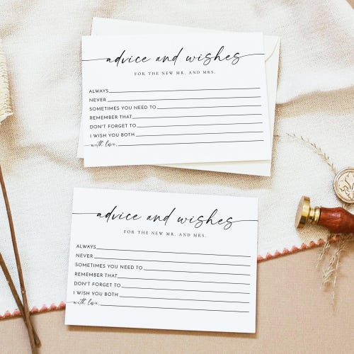 Bridal Shower Advice Cards – Printed & Shipped