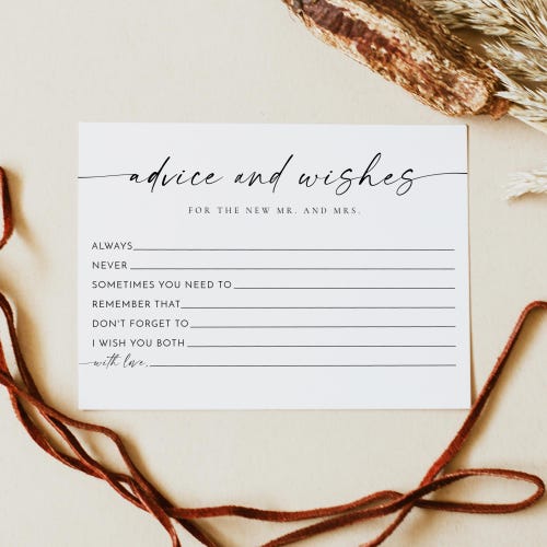 Bridal Shower Advice Cards – Printed & Shipped