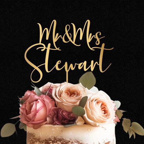 Personalized Rustic Wedding Cake Topper – Custom Mr. & Mrs. Design