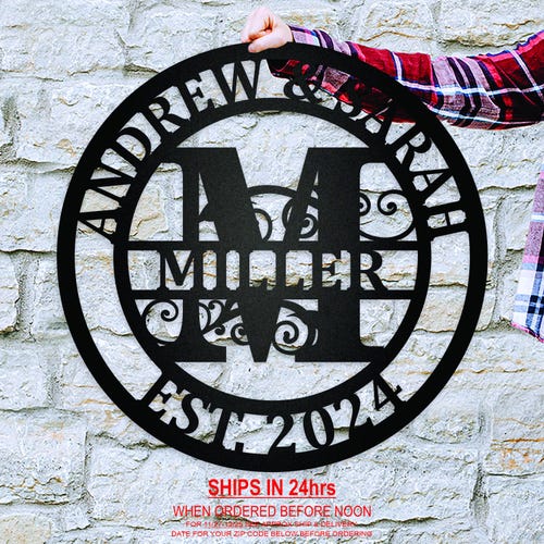 Personalized Metal Monogram Family Name Sign