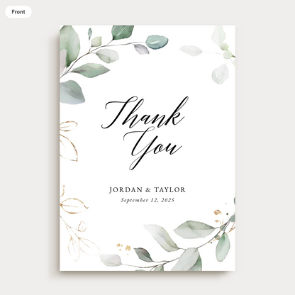 Bohemian Eucalyptus Wedding Thank You Card