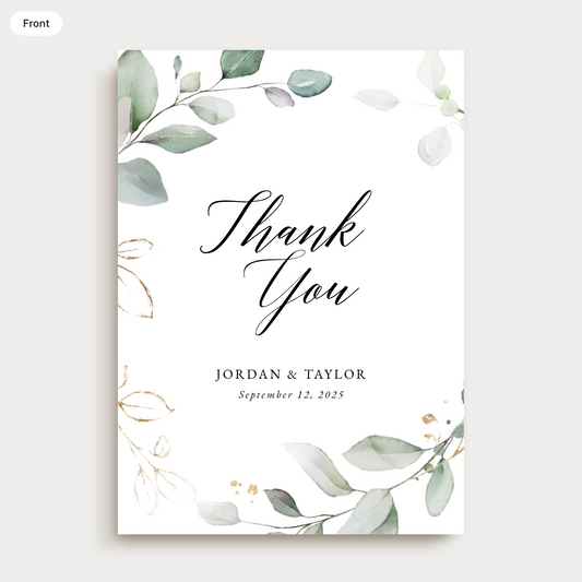 Bohemian Eucalyptus Wedding Thank You Card