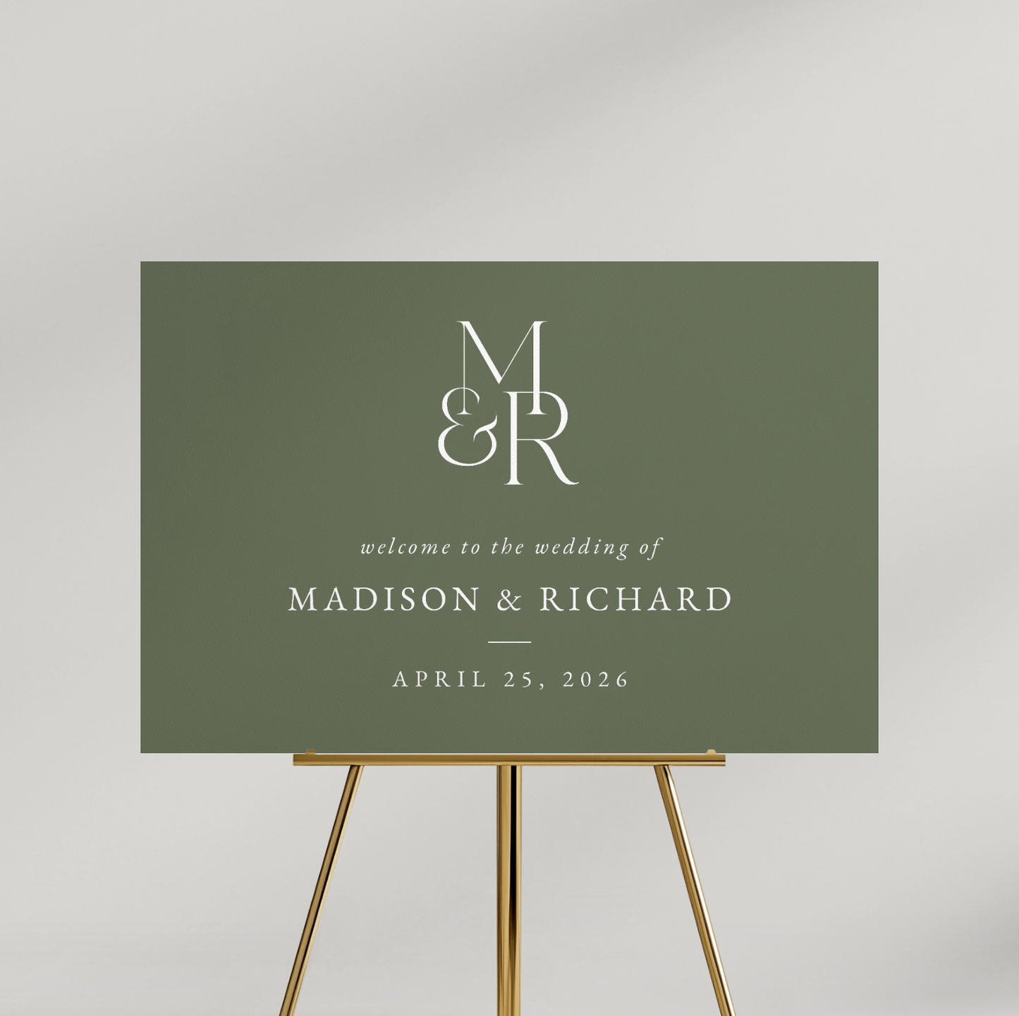 Personalized Olive Monogram Wedding Sign