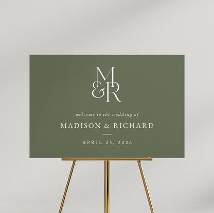 Personalized Olive Monogram Wedding Sign