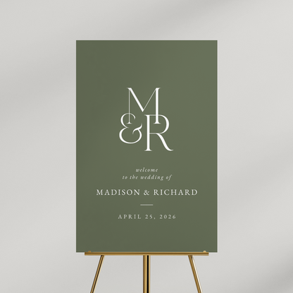 Personalized Olive Monogram Wedding Sign