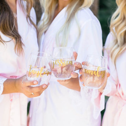 Personalized Bridesmaid Wine Glasses – Elegant Custom Gift for Bridal Party Celebrations