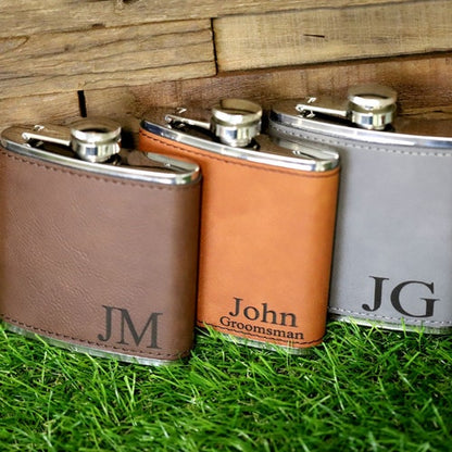 Personalized Leather Flask