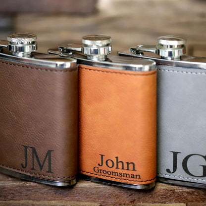 Personalized Leather Flask