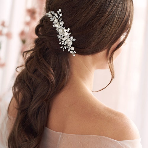 Bridal Headpiece and Comb - Pearl, Crystal, Gold, Floral