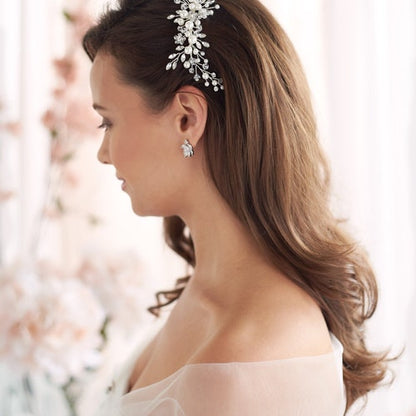 Bridal Headpiece and Comb - Pearl, Crystal, Gold, Floral