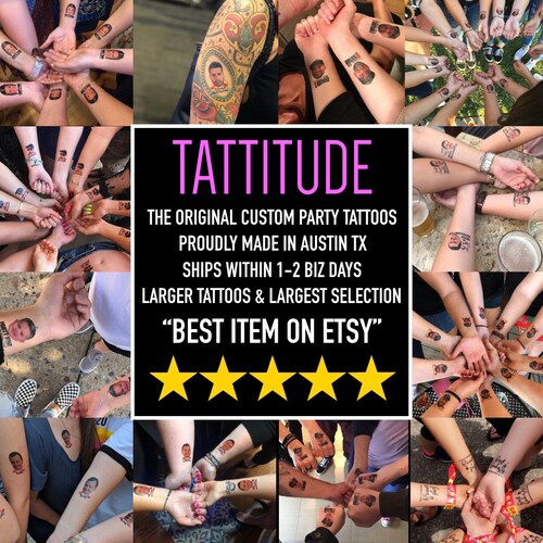 Personalized Bachelorette Party Tattoos with the Grooms Face (Pack of 20+)