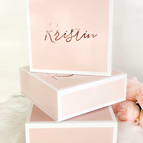 Personalized Pink Flower Girl Proposal Gift Box