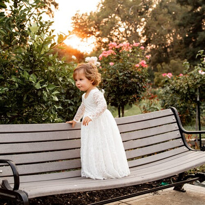 White or Ivory Lace Flower Girl Dress