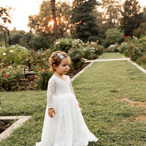 White or Ivory Lace Flower Girl Dress