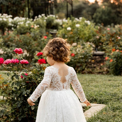 White or Ivory Lace Flower Girl Dress