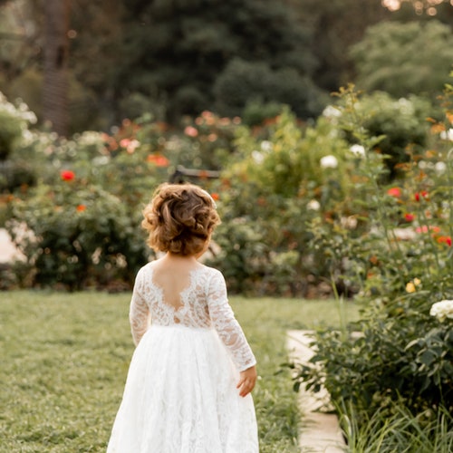 White or Ivory Lace Flower Girl Dress