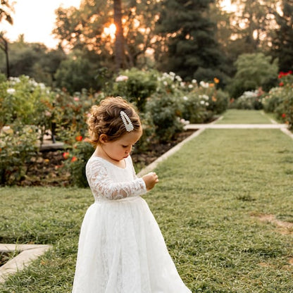 White or Ivory Lace Flower Girl Dress