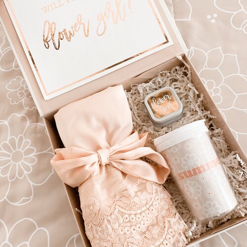 Personalized Pink Flower Girl Proposal Gift Box