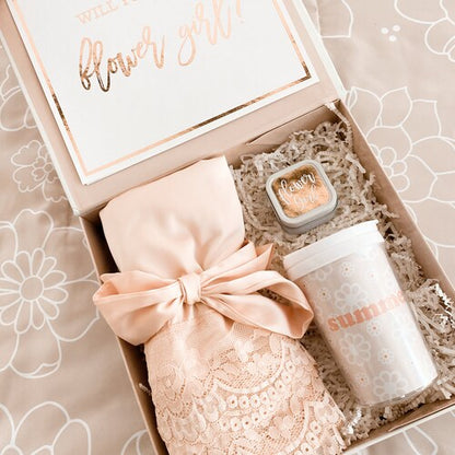 Personalized Pink Flower Girl Proposal Gift Box