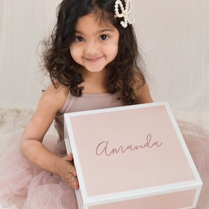 Personalized Pink Flower Girl Proposal Gift Box