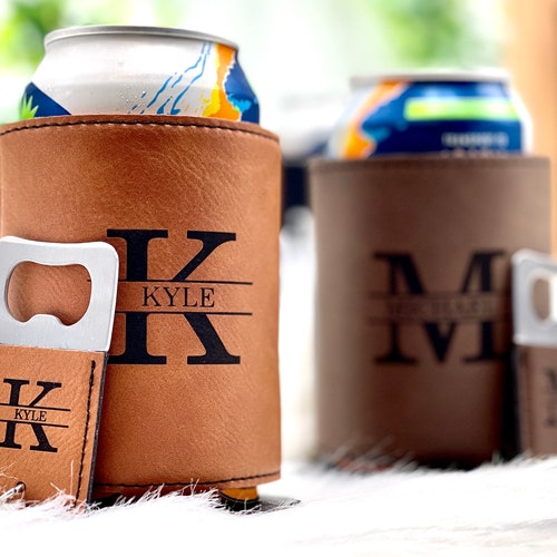 Personalized Vegan Leather Can Cooler (Koozie)