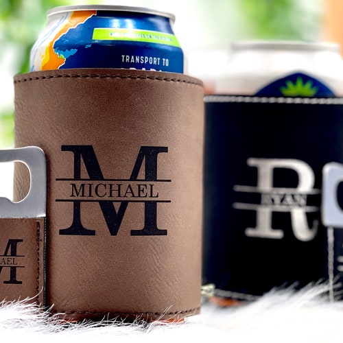 Personalized Vegan Leather Can Cooler (Koozie)