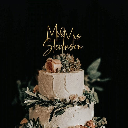 Personalized Gold Cake Topper