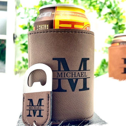 Personalized Vegan Leather Can Cooler (Koozie)